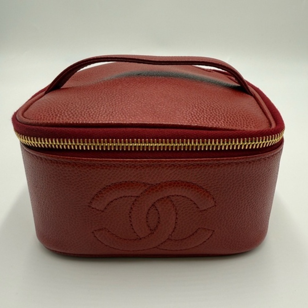 Authentic Vintage Chanel Red Caviar 24K Vanity Bag